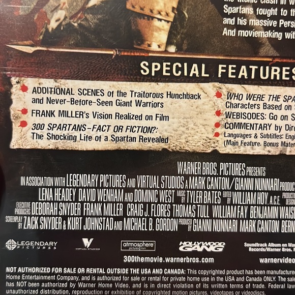 300 (movie) - DVD - Used - Gerard Butler, dir. by Zach Snyder - Picture 4 of 10